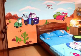 Vẽ tranh tường trang trí phòng ngủ cho bé 