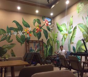 Công trình vẽ tranh tường quán cafe trà sữa đẹp giá rẻ tại An Coffee - Bình Phước